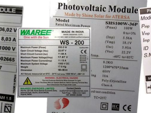 Ficha técnica de un panel solar