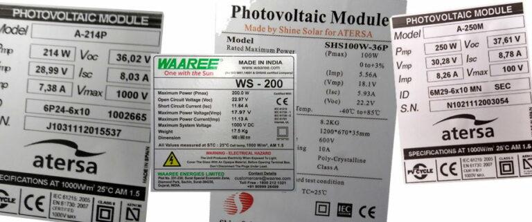 Ficha técnica de un panel solar