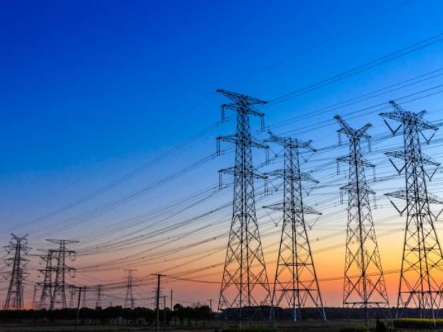 high voltage post,High voltage tower sky sunset background