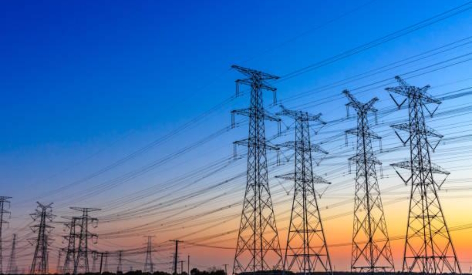 high voltage post,High voltage tower sky sunset background